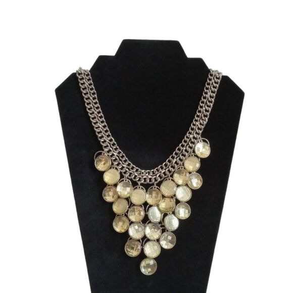 Charming Charlie Silver Toned Shimmering Charms Heavyweight Bib Style Necklace - Picture 1 of 12